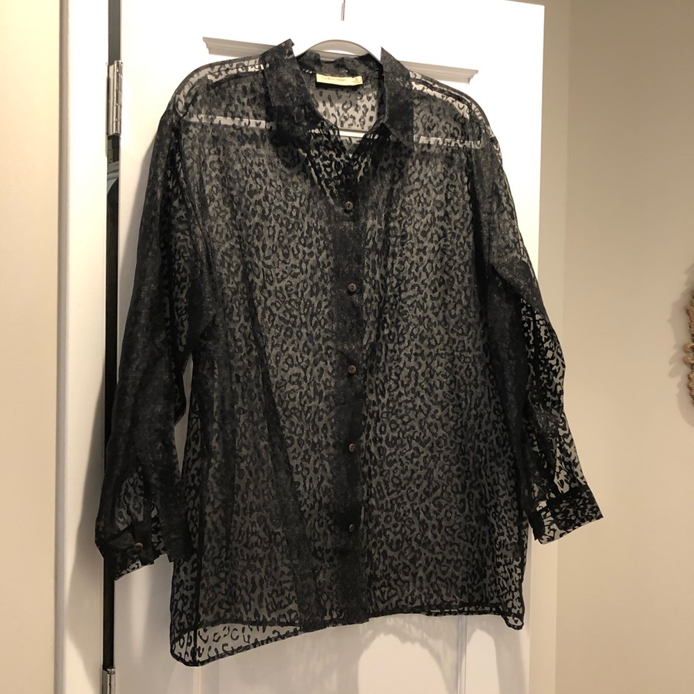 Calvin Klein vintage black leopard button down